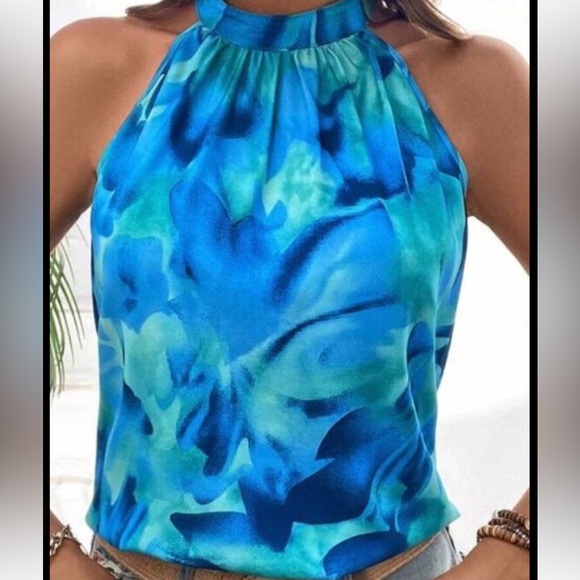 New floral  sleeveless halter top - Picture 1 of 3